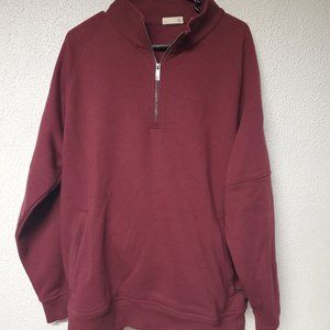 Mens Long Sleeve Burgundy TASC Performance Pullover Quarter Zip Sweater Size XL